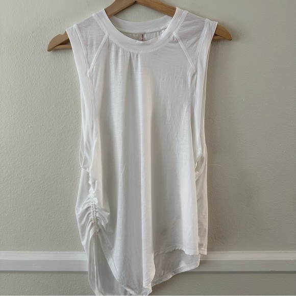 FP Movement by Free People Tops - NWOT FP Movement White Asymmetrical Ruched Tank Top